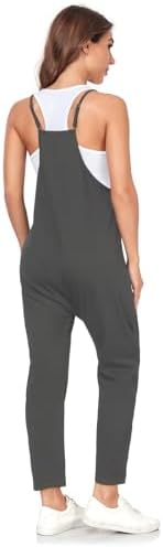 Women's Casual Sleeveless Jumpsuits Adjustbale Spaghetti Strap Loose Romper Long Pants Overalls with Pockets