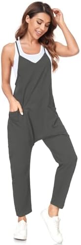 Women's Casual Sleeveless Jumpsuits Adjustbale Spaghetti Strap Loose Romper Long Pants Overalls with Pockets