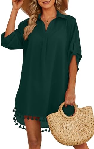 Women Swimsuit Cover Up Shirt 2026 Tassel Beach Bathing Suit for Swimwear Bikini Dress