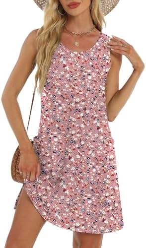 Coverup Summer Dresses for Women 2025 Eyelet Casual Loose Sleeveless Sundresses Tank Dresses with Pockets
